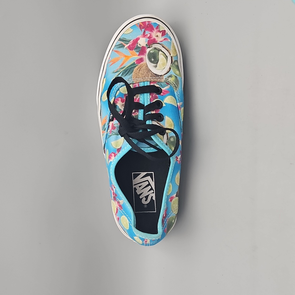 Vans Turquoise Floral Athletic Shoes with Black Laces - Picture 8 of 10